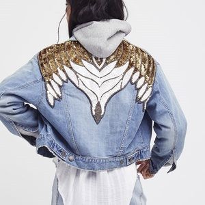 Free People Glam Embellished Denim Jacket